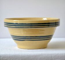 vintage stoneware mixing bowl blue stripes  picture