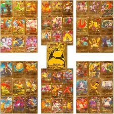 55 PCS Gold Cards Packs Vmax DX GX Rare Pokemon Cards TCG Booster Box Gold Foil picture