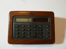 VINTAGE AMOCO, WOODEN SOLAR CELL CALCULATOR, SLIDE OPEN HIDDEN COMPARTMENT. picture