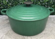 Le Creuset France #24 Dark Green Enameled Cast Iron Dutch Oven With Lid EUC picture