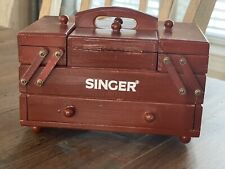 Vintage SINGER Expandable Sewing Box Accordion Fold Out Wood Organizer Carrier picture