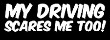 my driving scares me too funny vinyl decal car bumper sticker 088 picture