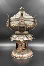 Lotus design with 8 Auspicious symbols copper incense burner cum prayer wheel picture