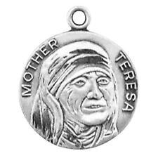 Mother Teresa Medal Size .75 in Dia with 18in Chain Christians sacramental Medal picture