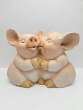 Kissing Pigs CUTE Kissing Couple Fine Porcelain Pink Pig Planter Made In Mexico picture