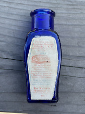 Antique Coffin Poison Bottle Cobalt Blue with Label picture