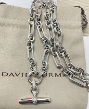 David Yurman Sterling Silver Lexington Chain Necklace & Diamonds 9.8mm 18 inches picture