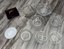 Vintage Clear Red White Glass Ashtrays Lot 10 Mid Century Cigar Cigarette picture