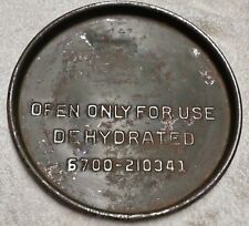Vintage 1950 Special Military Metal Drum Top Open Only For Use Dehydrated Sign picture