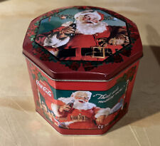1996 Coca Cola COKE Christmas Tin Santa “Thirst Asks Nothing More” Hexagon Shape picture