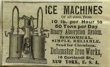 1884 Print Ad Ice Machines Binary Absorption System Delamater Iron Works NY NYC picture