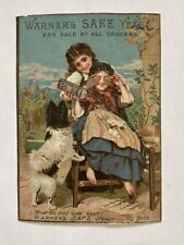 Warners Safe Yeast Victorian Trade Card Quackery Medicine Girls On Bench Dog picture