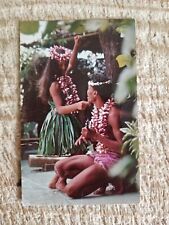 YOUNG HAWAIIAN WAHINE DANCES THE HULA WHILE HER KANE STRUMS ON UKULELE POSTC*P65 picture