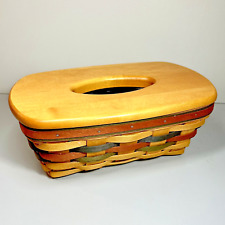1998 Longaberger Christmas Long Rectangle Tissue Basket with Wooden Lid picture