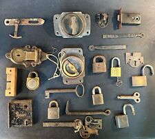 Lot Of Antique Vintage Keys Locks Latches Padlocks & Other Parts picture