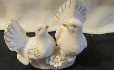 Vintage K's Collection White Doves with Flower and Gold Accents-  New Condition picture