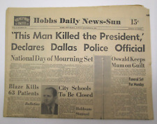 JFK President John F Kennedy ASSASSINATION 1963 Newspaper Hobbs New Mexico picture