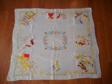 Vintage Pinocchio Fairy tale Hand Embroidered Scarf  Italy 35