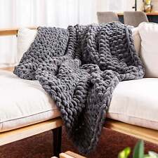 Grey Chunky Knit Blanket 50X70, Chunky Knit Throw Blanket, Crochet Blanket with picture