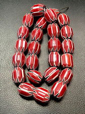 Vintage Old Venetian African Chevron Red  Glass Beads Strand 22.3mm picture