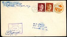 UNUSUAL 1945 US ARMY POSTAL SERVICE CANCEL ON 2 WWII GERMAN STAMPS CENSORED APO picture