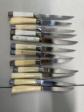 Vintage Steak Knives with White Handles Lot of 12 picture