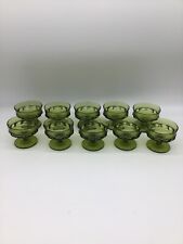 Set of 10 Vintage Avocado Green Glass Kings Crown Thumprint 6oz Champagne Coupe picture