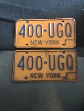PAIR Authentic Vintage New York License Plate match Pair picture