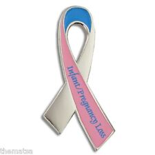 PINK BLUE RIBBON LAPEL AWARENESS INFANT PREGNANCY LOSS PIN picture