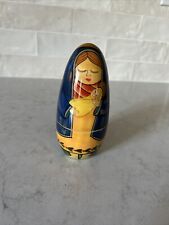 Vintage Christmas Nativity Wooden Nesting Doll 5 Piece Hand Painted picture