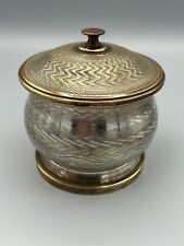 Vintage Rare Lenk Austria Silverplated with Brass Rim Engraved Round Trinket Box picture