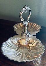 Vintage International Silver Company Double Clam Shell Bon Bon Dish With Handle picture