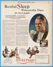 1928 Ovaltine drink mix Restful Sleep Wide Awake Days 1920's kitchen decor ad picture