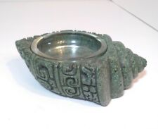 Vintage Carved Art Green Rock & Glass Insert picture