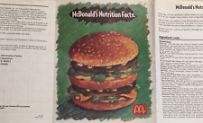 Vintage 1995 McDonald's Nutrition Facts Pamphlet / Poster / Sign picture