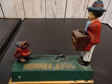 Vintage Reproduction Monkey & Organ Grinder Mechanical Bank Cast Iron WORKS 🐒💵 picture