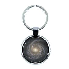 Spiral Galaxy Keychain with Epoxy Dome and Metal Keyring picture