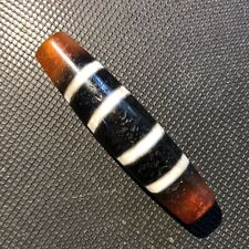 Energy Tibetan Old Agate 3 Color Line Type Healing dZi Bead Amulet Pendant picture