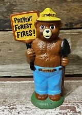 SMOKEY THE BEAR ~ Prevent Forest Fires ~ 8” Tall Cast Iron Coin Bank picture