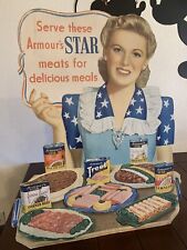 VINTAGE ARMOUR STAR CANNED MEAT STORE CARDBOARD DISPLAY * picture