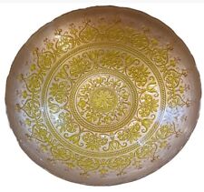Middle Eastern Gold Topkapi Style  Round Glass Bowl Center Piece-13.8 Inches picture
