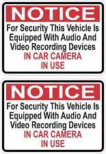 3.5in x 2.5in Notice in Car Camera in Use Vinyl Stickers Truck Vehicle Decal picture