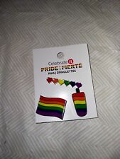 Pride Pins Celebrate It. Three Pins in one. Flag, Hearts, Popcycle.  picture