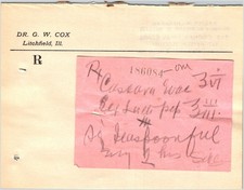Dr. G.W. Cox Prescription & Corner Drug Store Letterhead - Litchfield IL 1918 picture