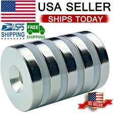 5 Pack Thicker Strong Magnets Countersunk Ring 1 Inch Large Rare Earth Neodymium picture