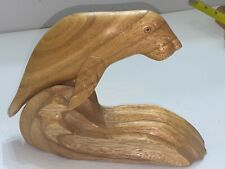 Vintage Wood Walrus / Seal / manatee, Statue Figurine Wave Swimming picture