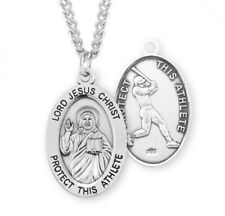 Lord Jesus Christ 24 Inch Sterling Silver Baseball Medal Necklace picture