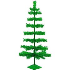 48' Metallic Green Christmas Tree Tinsel Feather Style Holiday Tree 4FT picture