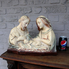 Antique Belgian ARNOVA marked ceramic chalk holy family statue mary joseph jesus picture
