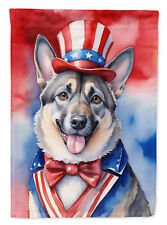 Norwegian Elkhound Patriotic American Flag Canvas House Size DAC5764CHF picture